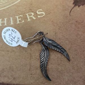 NWT!  Sterling Silver 925 Boho Feater Dangle Earrings